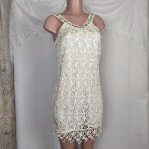 PEARL GEORGIA CHAPMAN & Marchesa cream crochet dress M